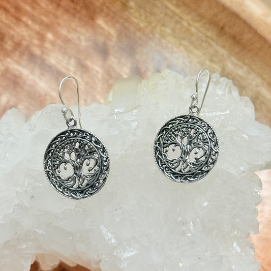 STERLING SILVER TREE OF LIFE EARRING MED