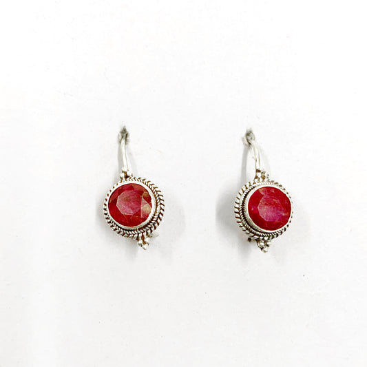 Garnet 925 Sterling Silver Earring (Kidney Ear Wire Hooks)