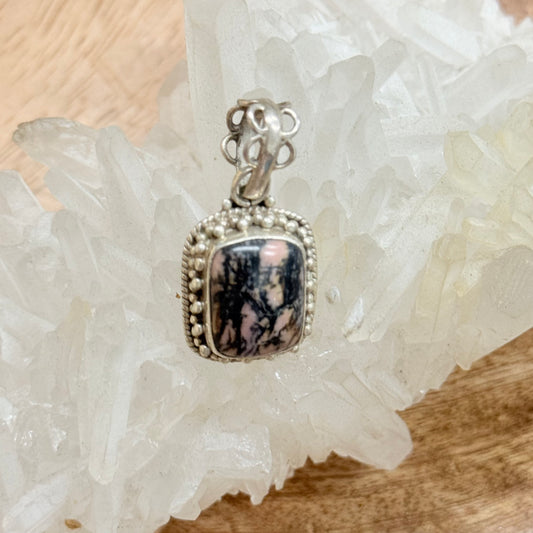 STERLING SILVER RHODOCHROSITE  PENDANT