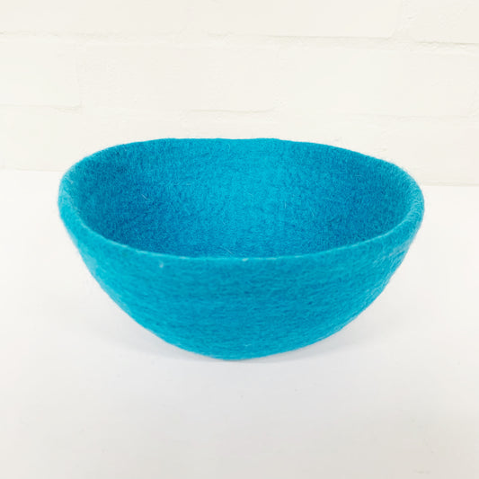 HANDMADE FELT TURQUOISE BOWL 20X8CM