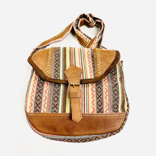Shoulder Handmade Leather & Cotton Bag 26x29cm LB6