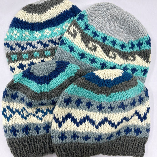 100% WOOL HAND KNITTED BEANY FLEECE LINED