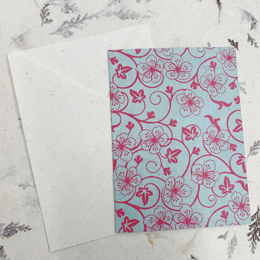 PINK FLOWERS CARD WITH ENVELOPE