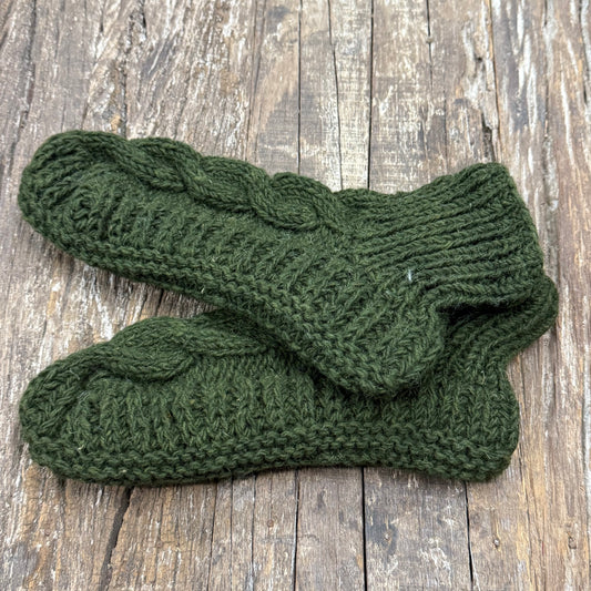 100% WOOL HAND KNITTED SOCKS KHAKI