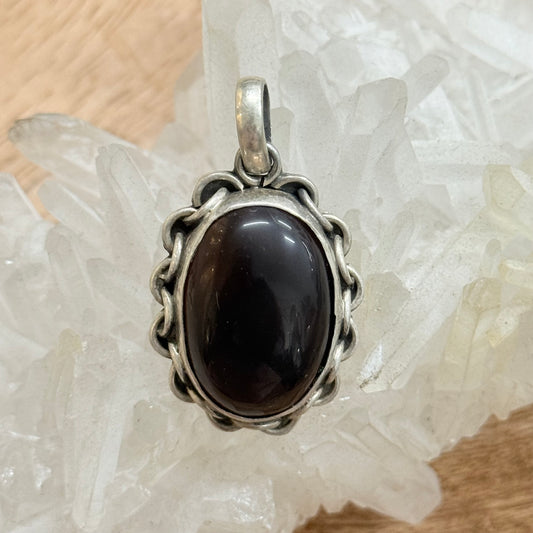 STERLING SILVER BLACK ONYX PENDANT-LRG