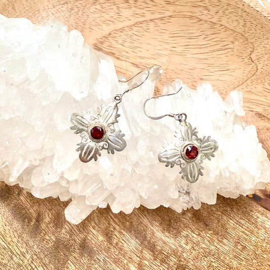 Garnet 925 Sterling Silver Earring