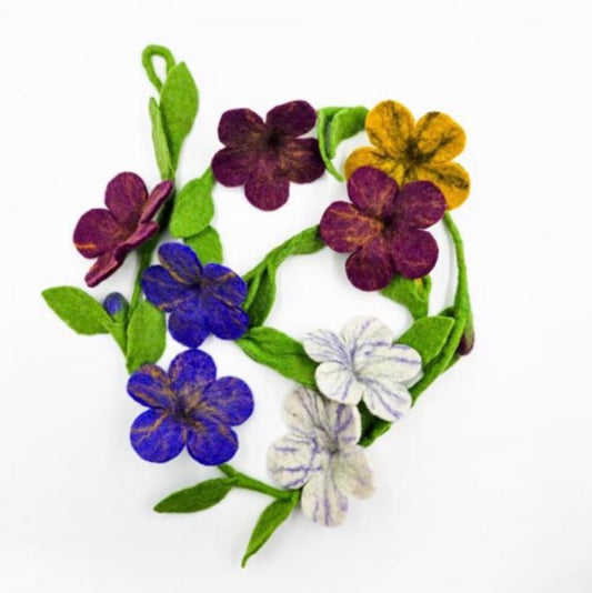 HANDMADE FELT PEONY WHITE/PURPLE GARLAND FFG103