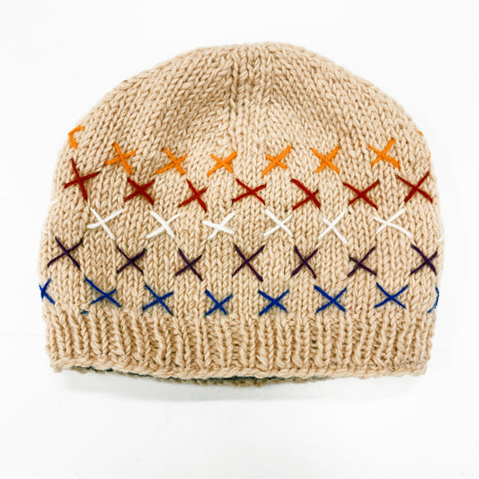 100% WOOL HAND KNITTED BEANY FLEECE LINED