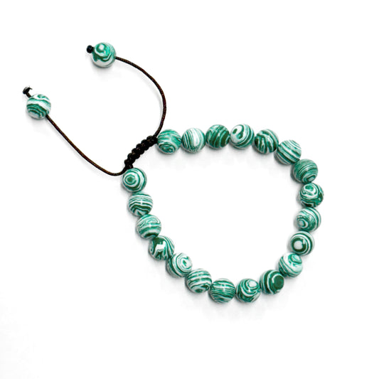 GREEN STRIPED AGATE DYED PRAYER BRACELET
