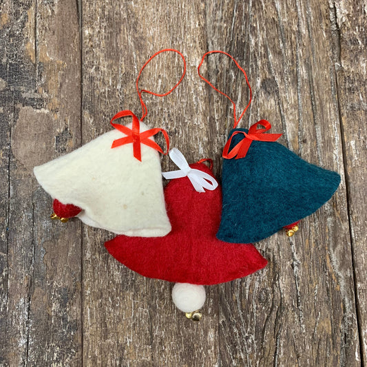 GREEN CHRISTMAS  FELT BELL HANGING