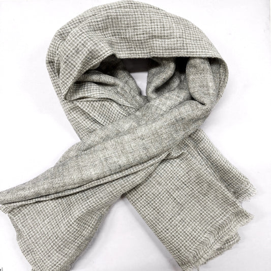 WOOL N CASHMERE BLEND DOUBLE LAYERED “STONE” SHAWLS 76X200CM