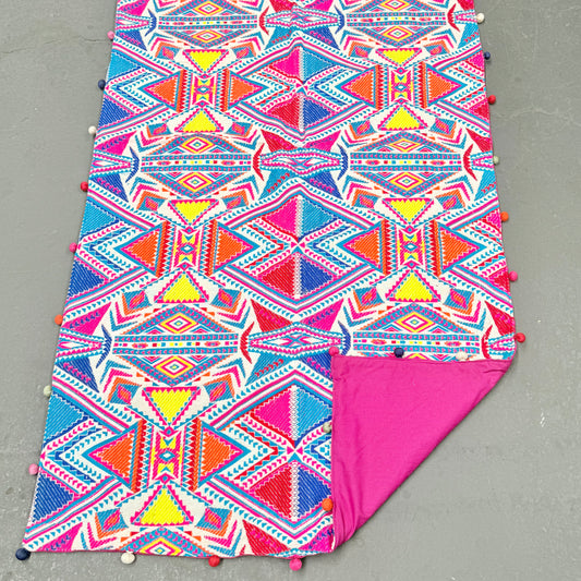 100% COTTON HAND WOVEN TRIBAL PATTERN THROW 75x150CM