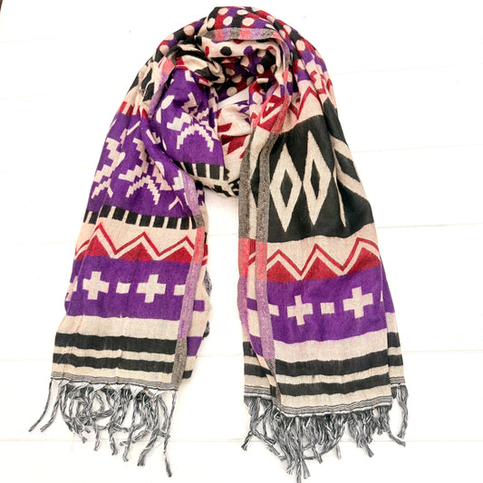 Aztec Inspired Soft Fashion WOOL BLEND SHAWL 100x200cm