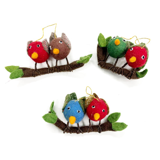 FELT LOVE BIRD HANGING RED