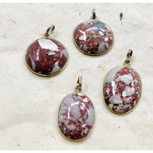 STERLING SILVER PORCELAIN JASPER PENDANT