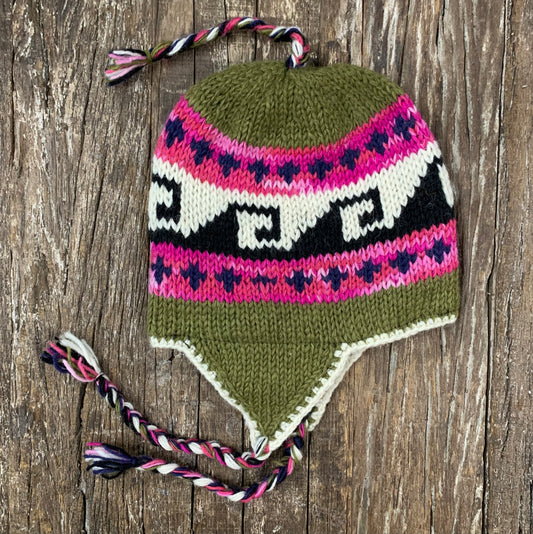 100% WOOL HAND KNITTED EARMUFF BEANY