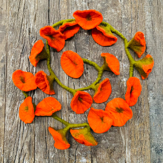 HANDMADE FELT FLOWER GARLAND ORANGE