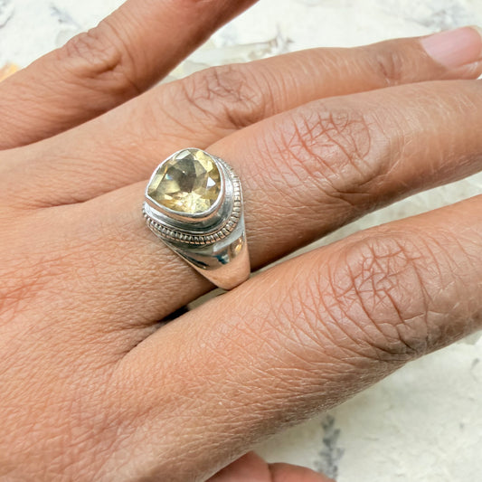 STERLING CITRINE STONE SILVER RING