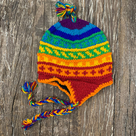 100% WOOL HAND KNITTED EARMUFF BEANY