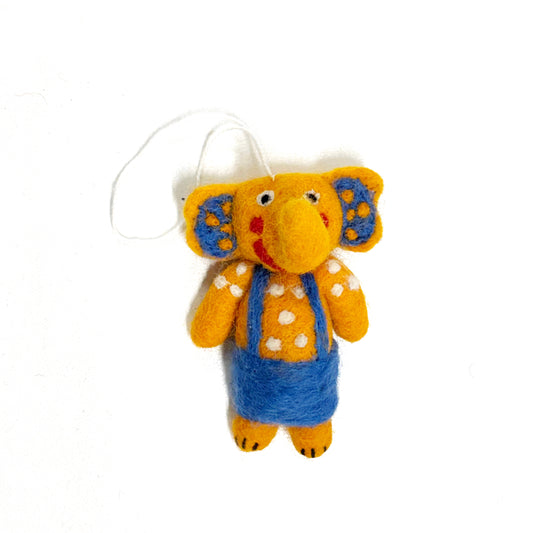 YELLOW FELT ELEPHANT HANGING 9x7CM