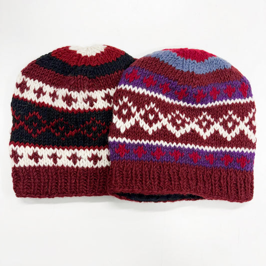 100% WOOL HAND KNITTED BEANY FLEECE LINED