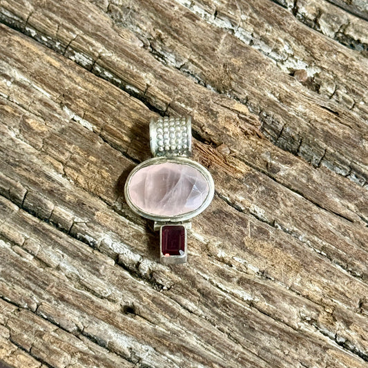 STERLING SILVER ROSE QUARTZ PENDANT