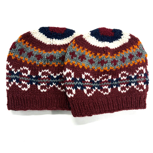 100% WOOL HAND KNITTED BEANY FLEECE LINED