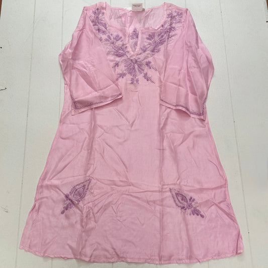 100% PURE SILK EMB. KAFTAN DRESS