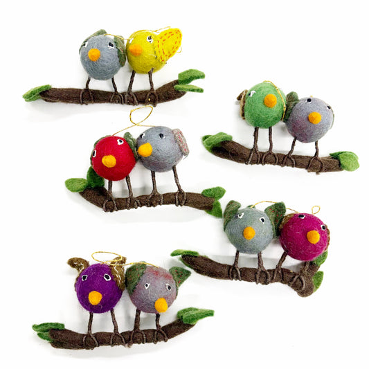 FELT LOVE BIRD HANGING GRAY