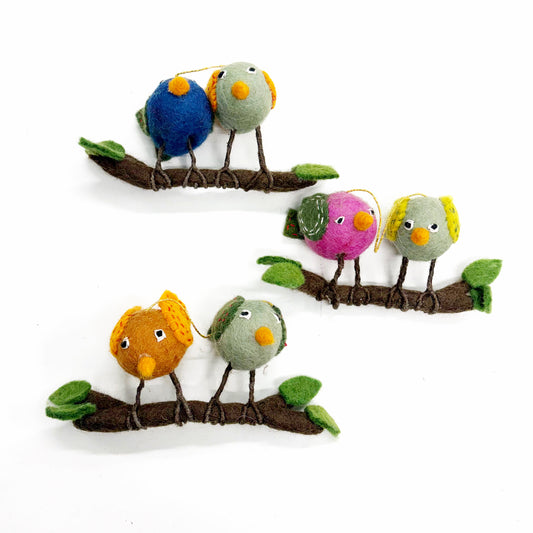 FELT LOVE BIRD HANGING SAGE