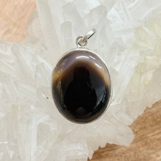 STERLING SILVER BLACK AGATE PENDANT