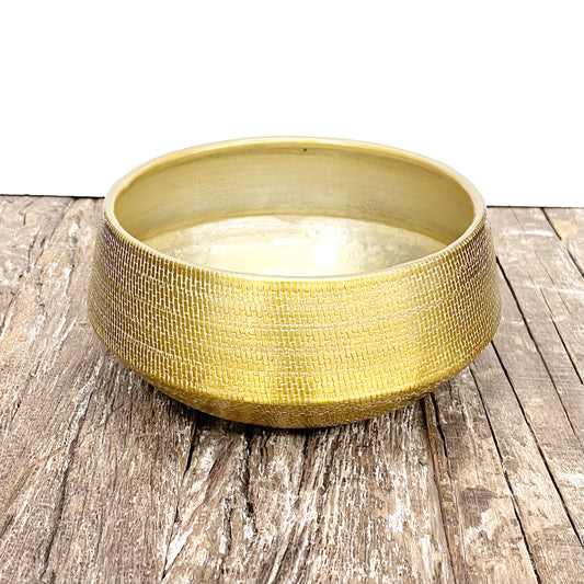 BRASS FINISH WEAVE BOWL 21X12CM