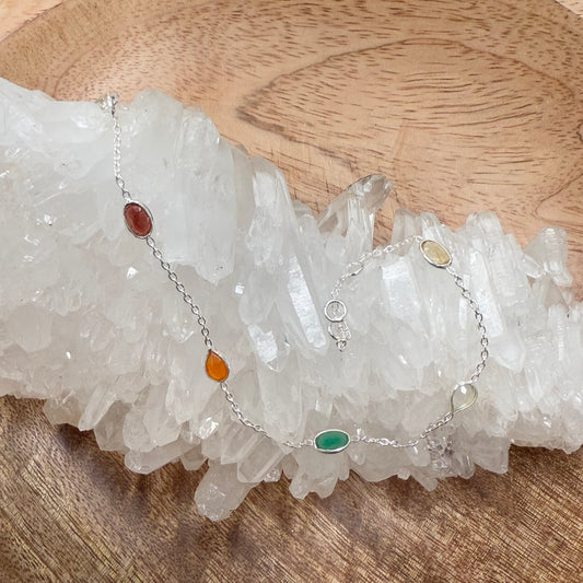 STERLING SILVER MULTI STONE BRACELET