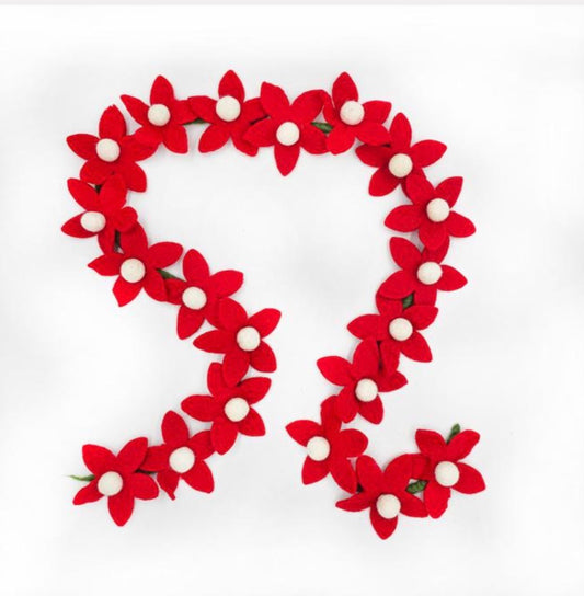 HANDMADE FELT RED DAISY GARLAND 170cm FBG112