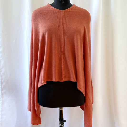 WOOL N CASHMERE BLEND PONCHO “PINK TERRACOTTA”