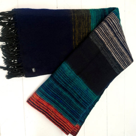 WOOL BLEND HANDLOOM BLANKET 110X260CM