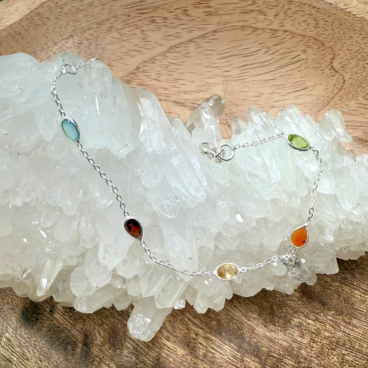 STERLING SILVER MULTI STONE BRACELET