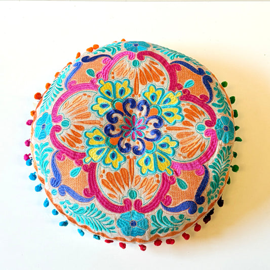 FLORAL EMB. COTTON SEAT 40CM