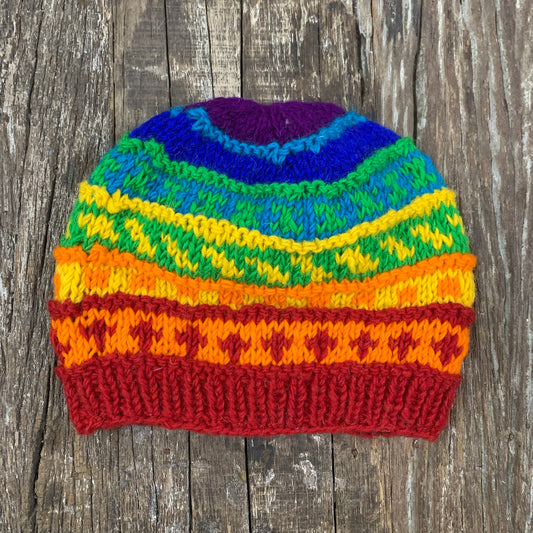 100% WOOL HAND KNITTED FLEECE LINED BEANY