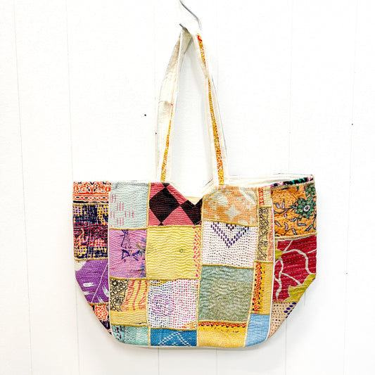 HAND STITCHED VINTAGE KANTHA SHOULDER BAG 50x32CM