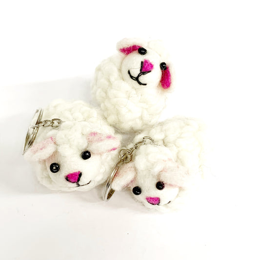 FLUFFY FELT SHEEP HANGING 7x4.5CM