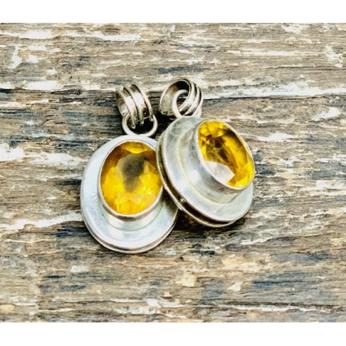 STERLING SILVER YELLOW TOPAZ PENDANT