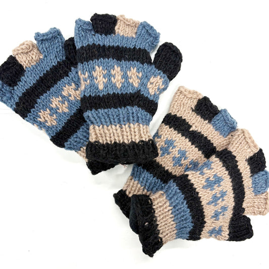 100% WOOL HAND KNITTED GLOVES