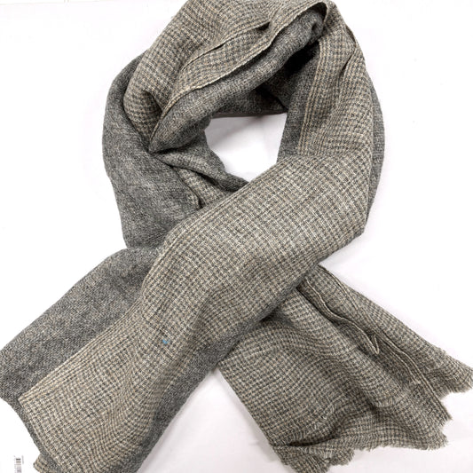 WOOL N CASHMERE BLEND DOUBLE LAYERED “DARK TAUPE” SHAWLS 76X200CM