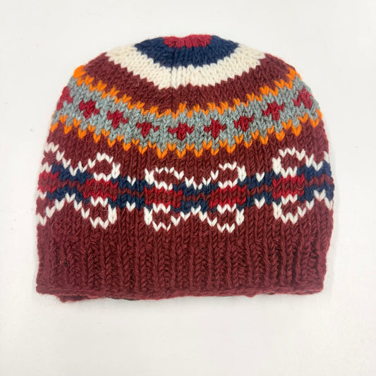 100% WOOL HAND KNITTED BEANY FLEECE LINED