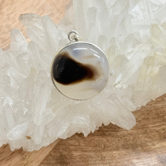 STERLING SILVER BLACK LACE AGATE PENDANT