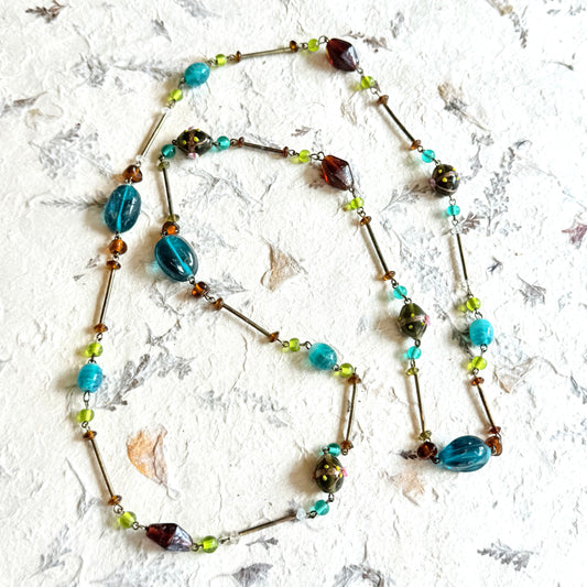 HANDCRAFTED GLASS BEAD LONG NECKLACE