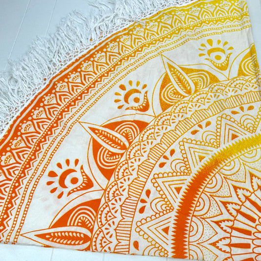 100% COTTON PRINTED ROUND THROW 210CM