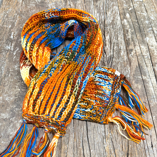 100% WOOL HAND KNITTED SCARF 210x24CM