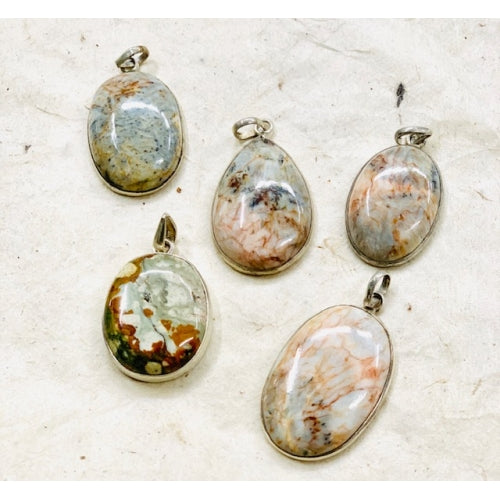 STERLING SILVER PICTURE JASPER PENDANT